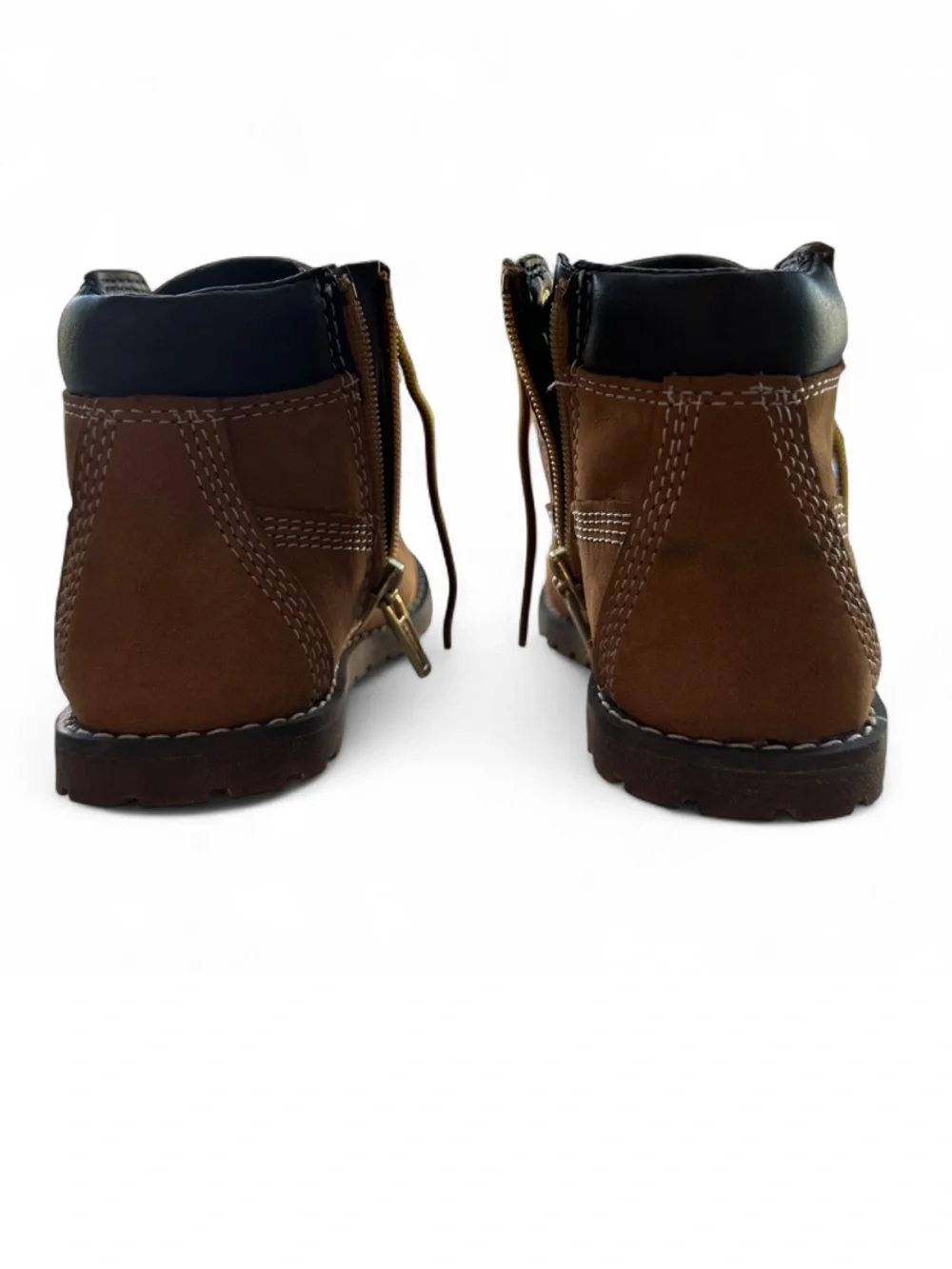 Timberland Kids' Brown Leather Zip Up Ankle Boots with Gold Eyelets